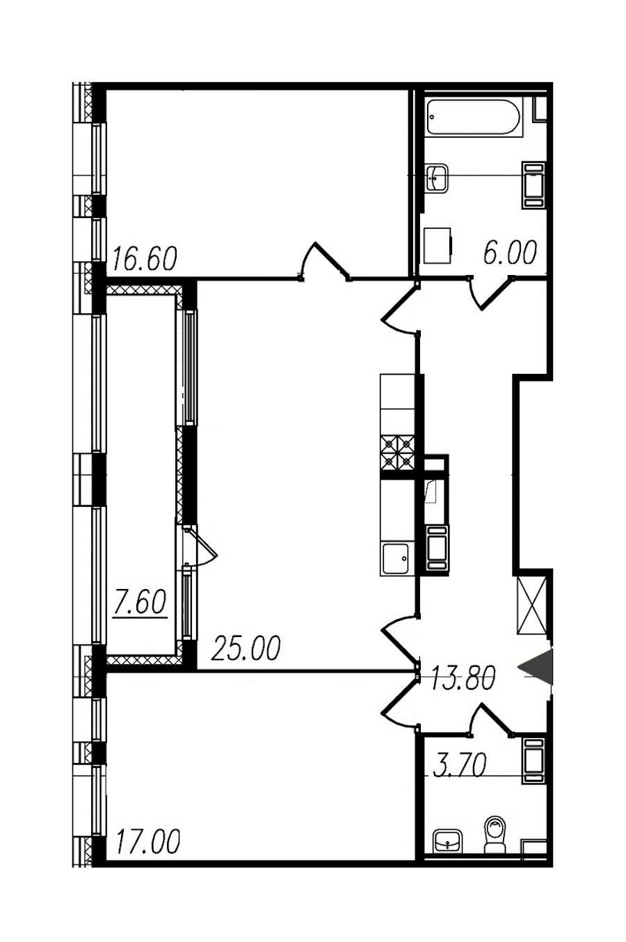 Двухкомнатная квартира в : площадь 82.1 м2 , этаж: 4 – купить в Санкт-Петербурге